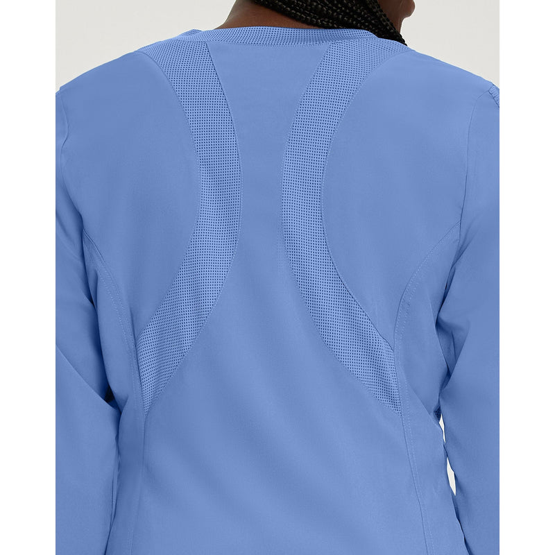 White - White Cross 2-Pocket Mesh Warm-Up Scrub Jacket - Detail View