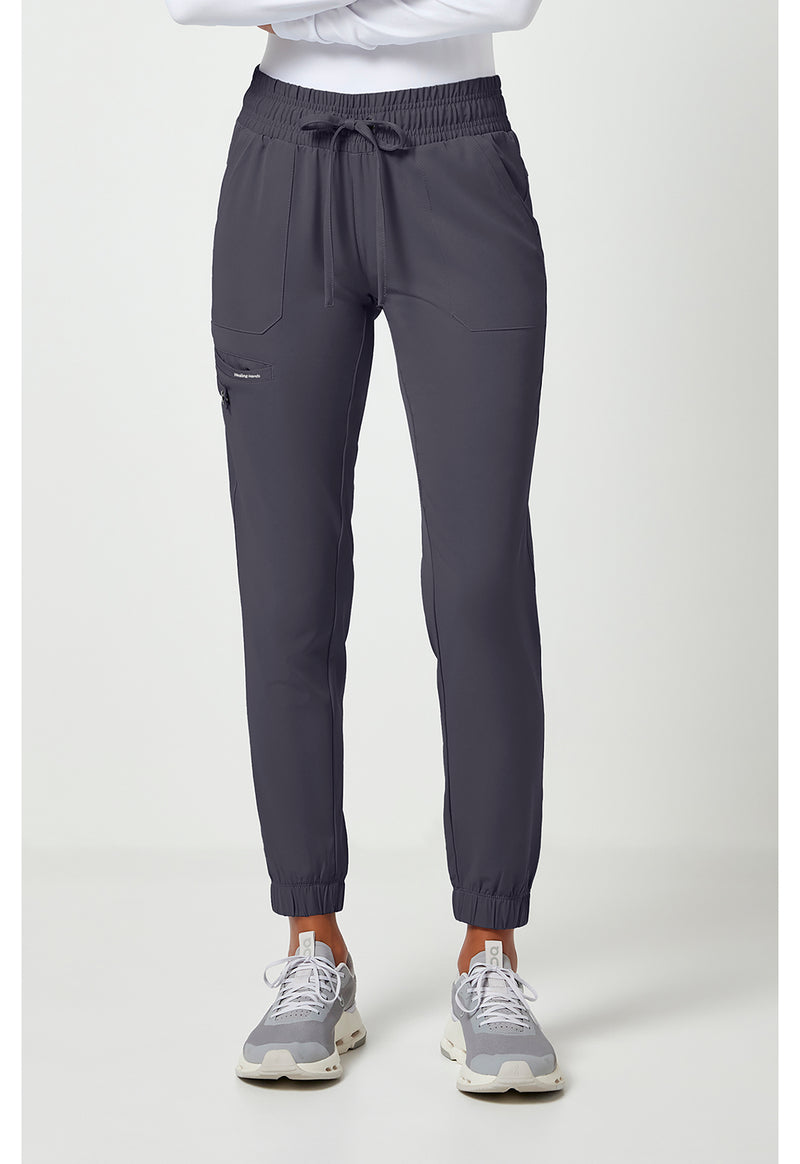 Pewter - Healing Hands Works Women Scrub Pants - Front View