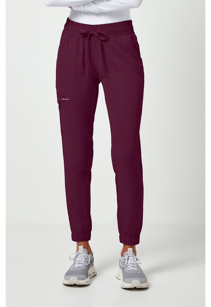 Wine - Healing Hands Works Women Scrub Pants - Front View