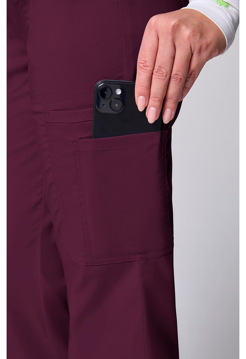 Wine - Women's 12 Pockets Straight Leg Scrub Pants (View 4)