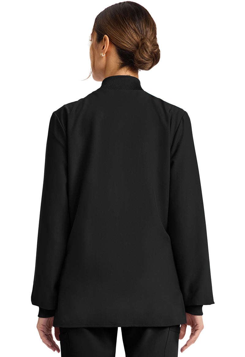 Black - Cherokee WW Originals Ultra Women Scrub Jacket - Back View