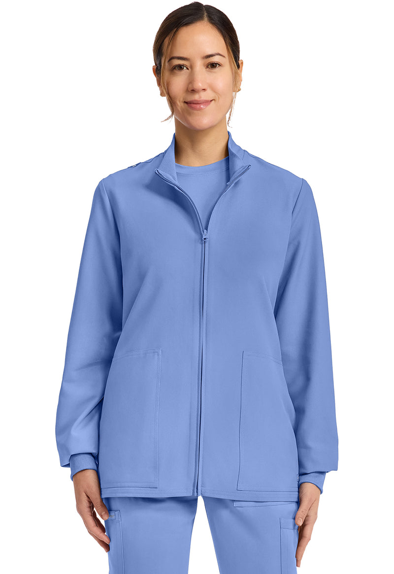 Ciel Blue - Cherokee WW Originals Ultra Women Scrub Jacket - Front View