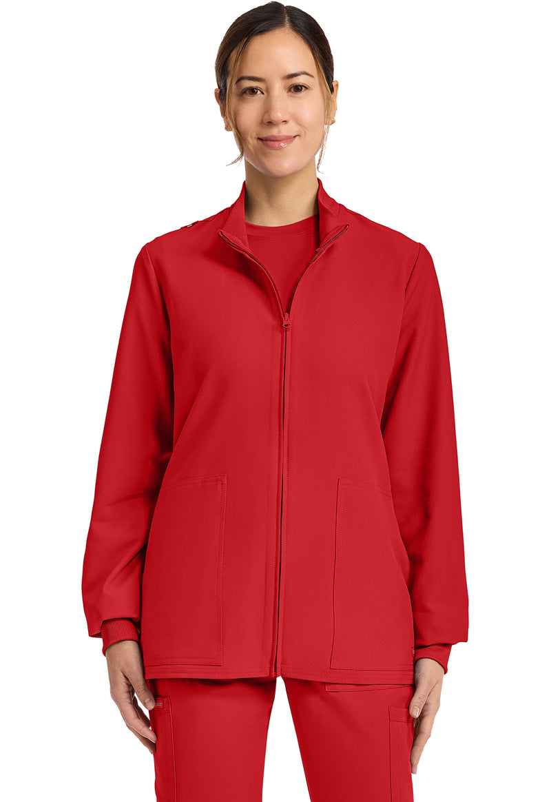 RED - Cherokee WW Originals Ultra Women Scrub Jacket - Front View