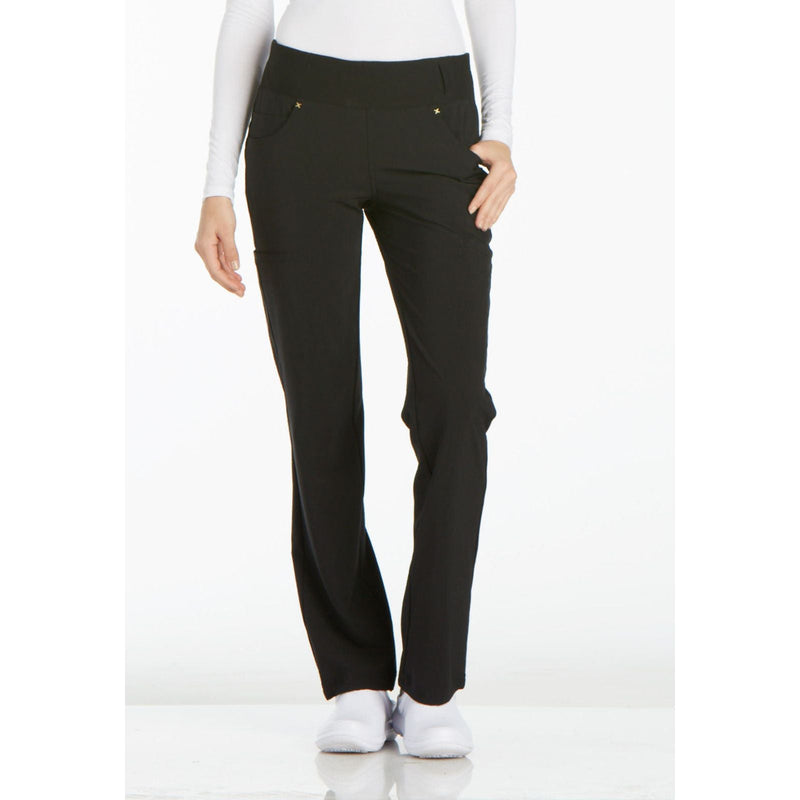 black - Mid Rise Straight Leg Pull-on Pant