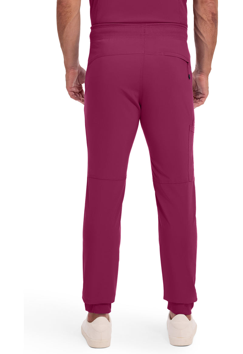 Wine - Cherokee IN Infinity Men Scrub Pants - Back View