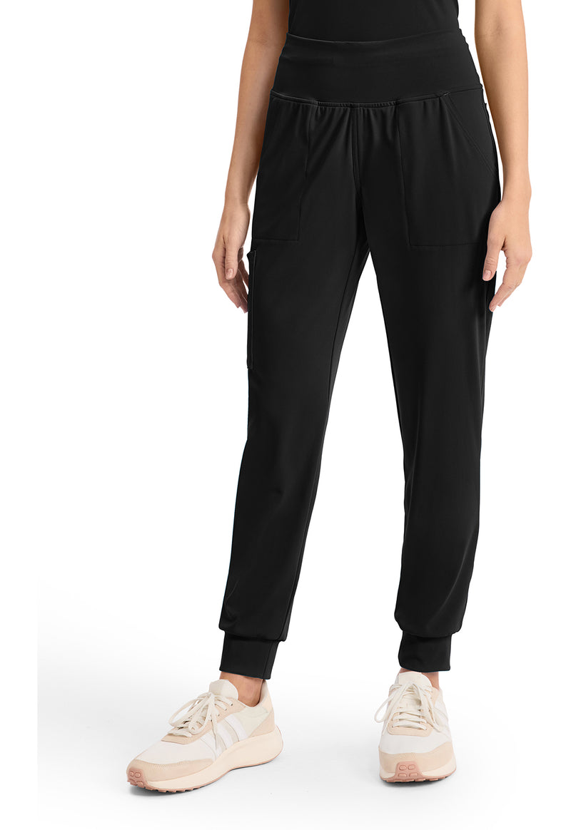 Black - Cherokee Achieve Women Scrub Pants - Front View