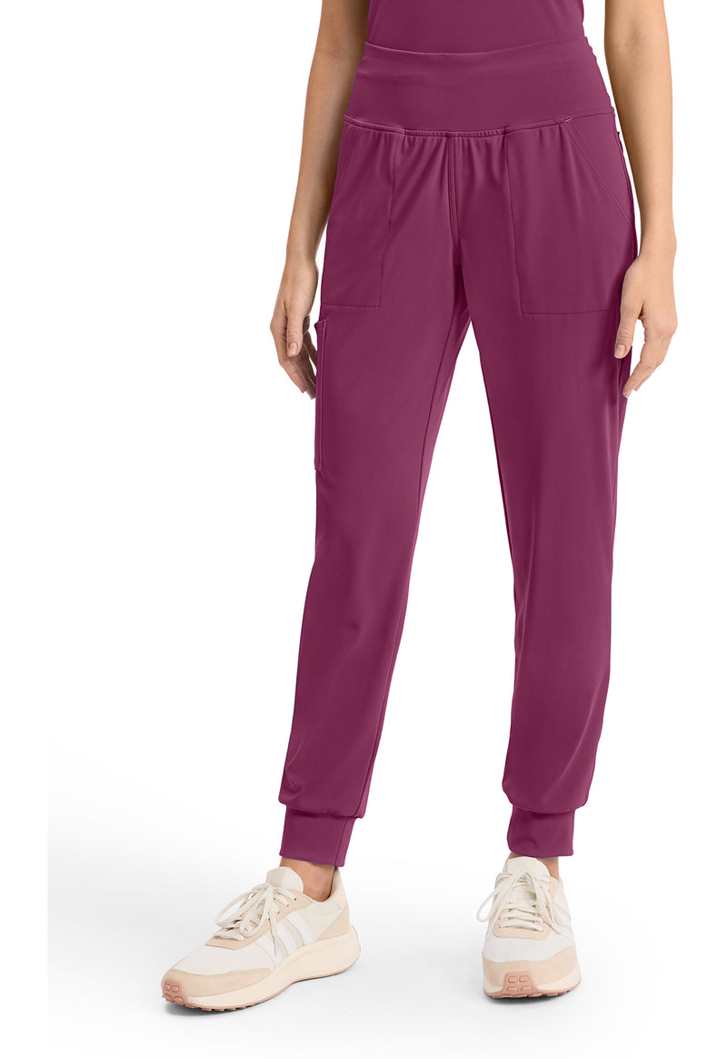 Wine - Cherokee Achieve Women Scrub Pants - Front View