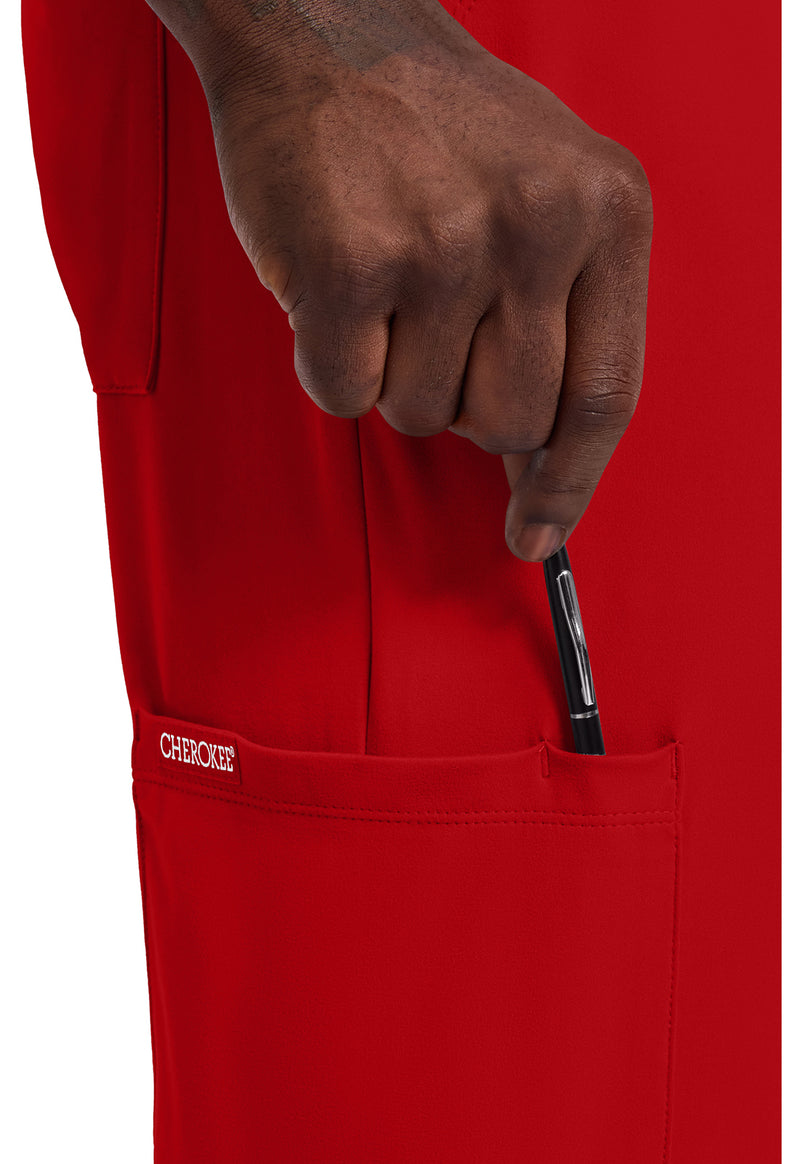 RED - Men's 5-Pocket Straight Leg Scrub Pants (View 3)