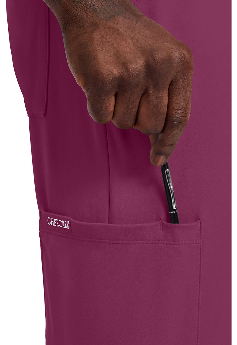 Wine - Men's 5-Pocket Straight Leg Scrub Pants (View 3)