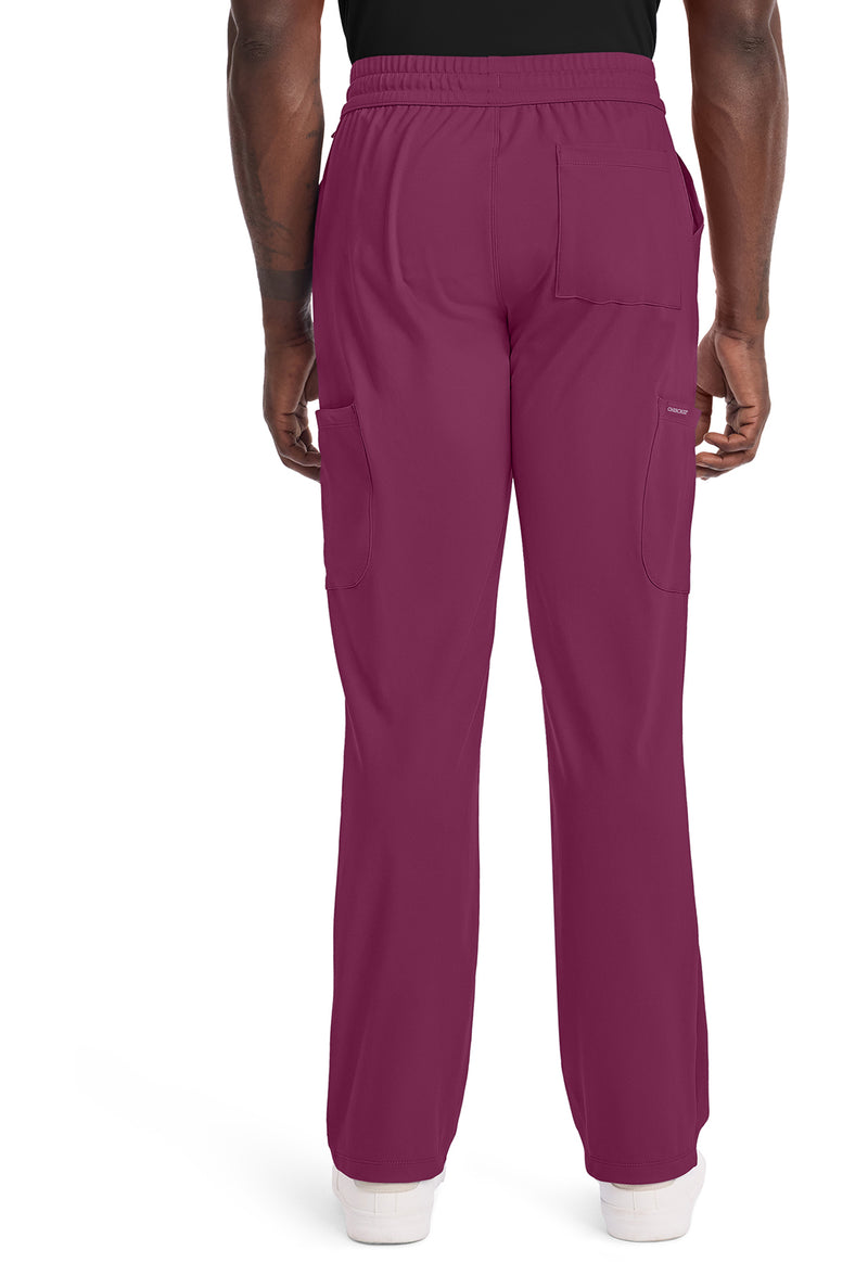 Wine - Cherokee Achieve Men Scrub Pants - Back View