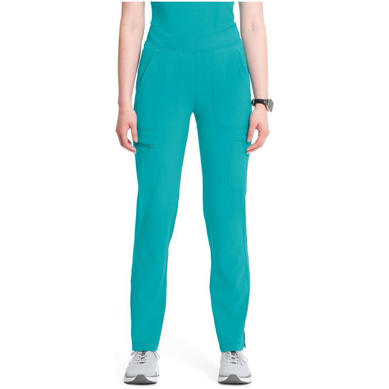teal blue - Mid Rise Tapered Leg Pull-on Pant