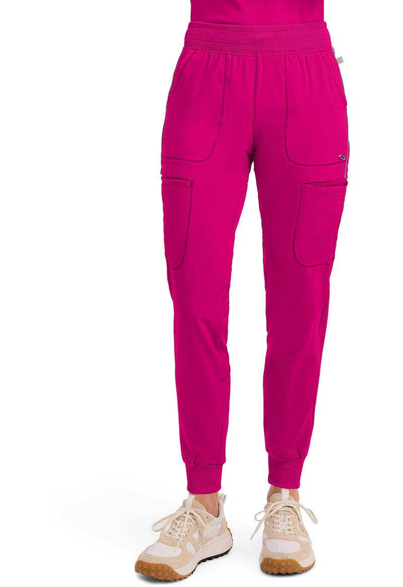 Carmine Pink - Cherokee IN Infinity Women Scrub Pants - Front View