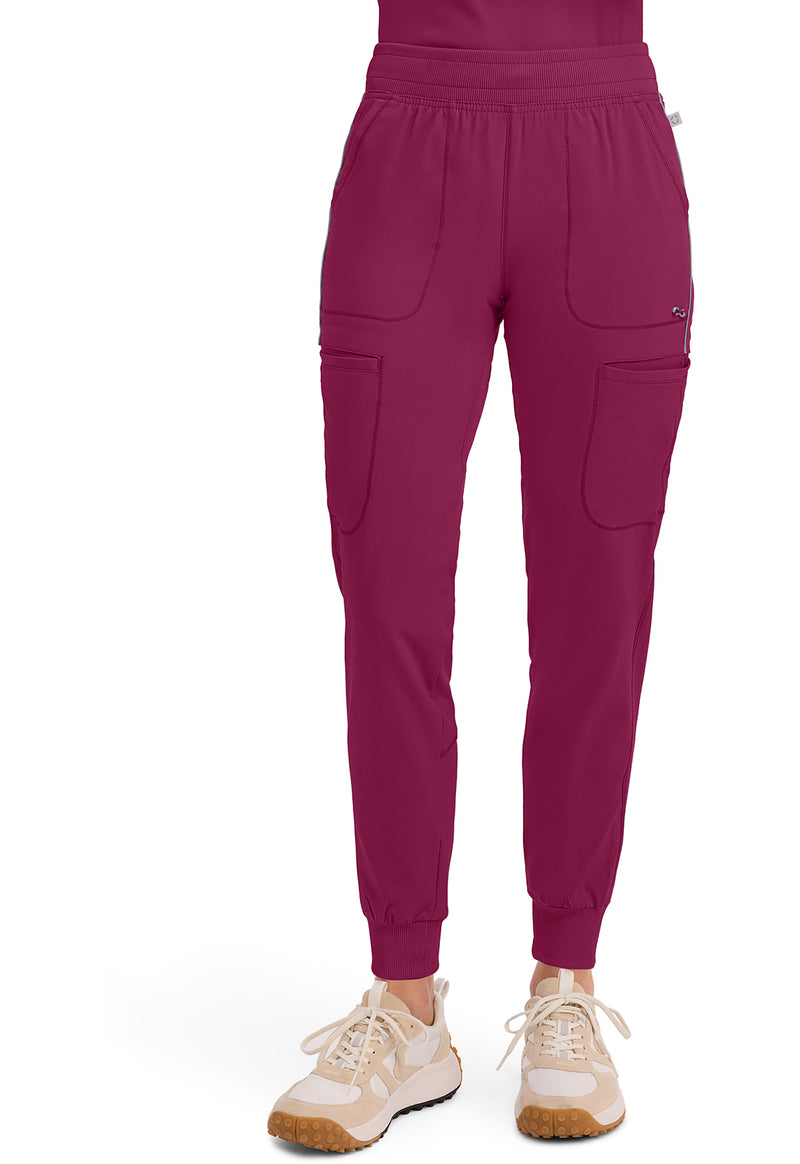 Wine - Cherokee IN Infinity Women Scrub Pants - Front View