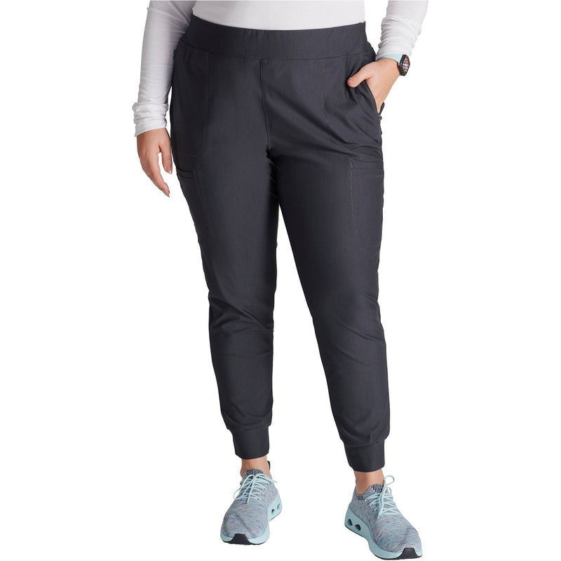 pewter - Mid Rise Tapered Leg Drawstring Pant