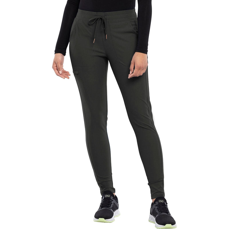 olive branch - Mid Rise Tapered Leg Drawstring Pant