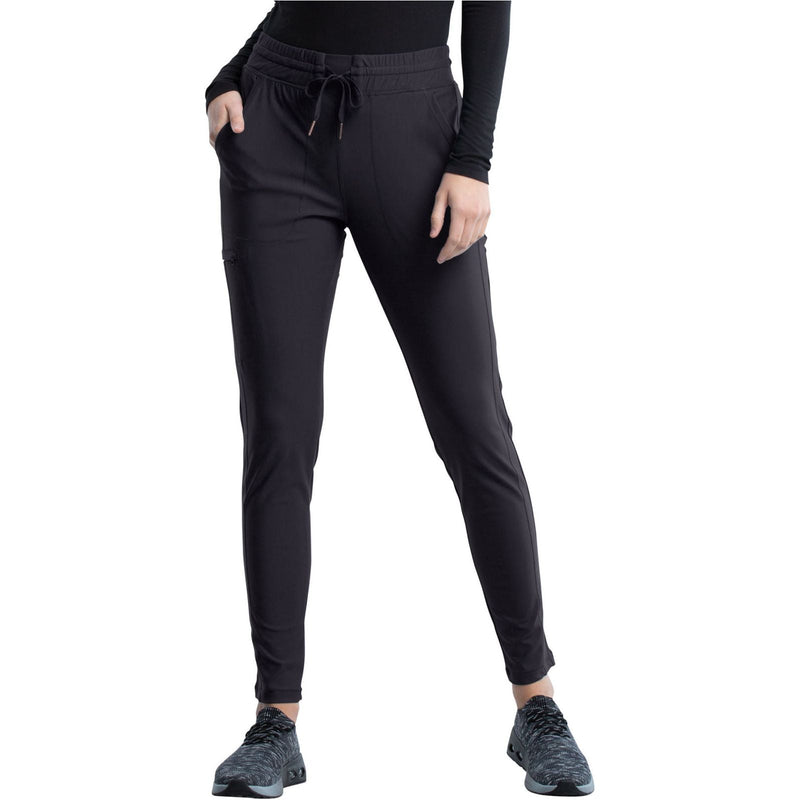 pewter - Mid Rise Tapered Leg Drawstring Pant