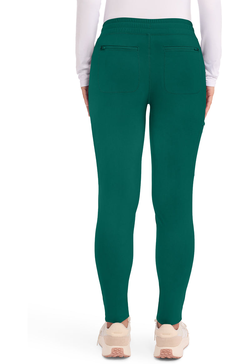 hunter green - Mid Rise Tapered Leg Drawstring Pant (Back)