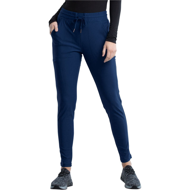navy - Mid Rise Tapered Leg Drawstring Pant