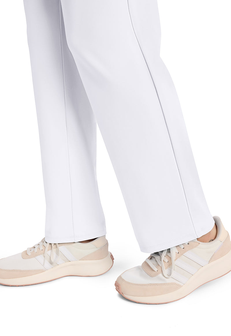 WHITE - Women's 5-Pocket Straight Leg Scrub Pants – Petite (View 4)
