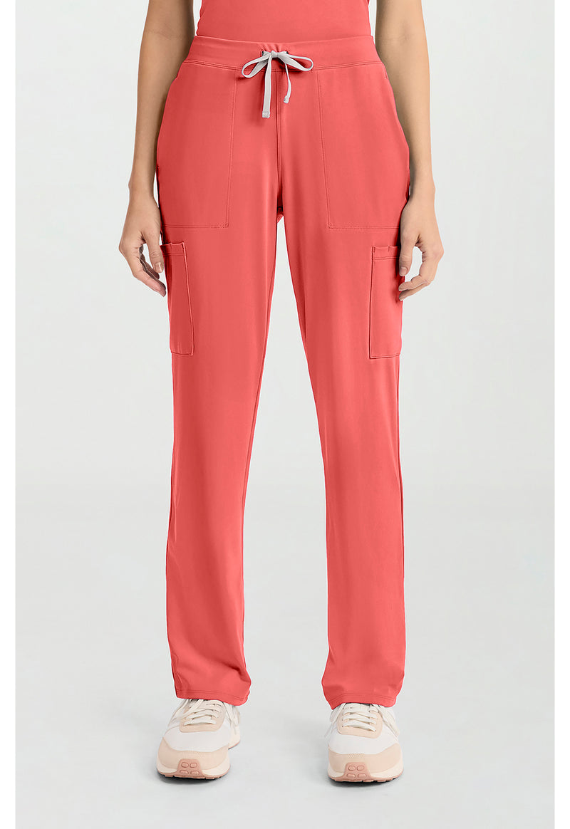 True Coral - Cherokee Achieve Women Scrub Pants - Front View