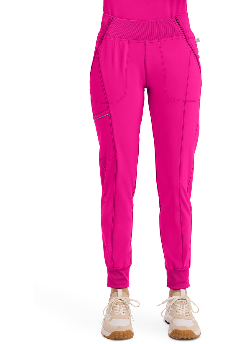 Carmine Pink - Cherokee IN Infinity Women Scrub Pants - Front View