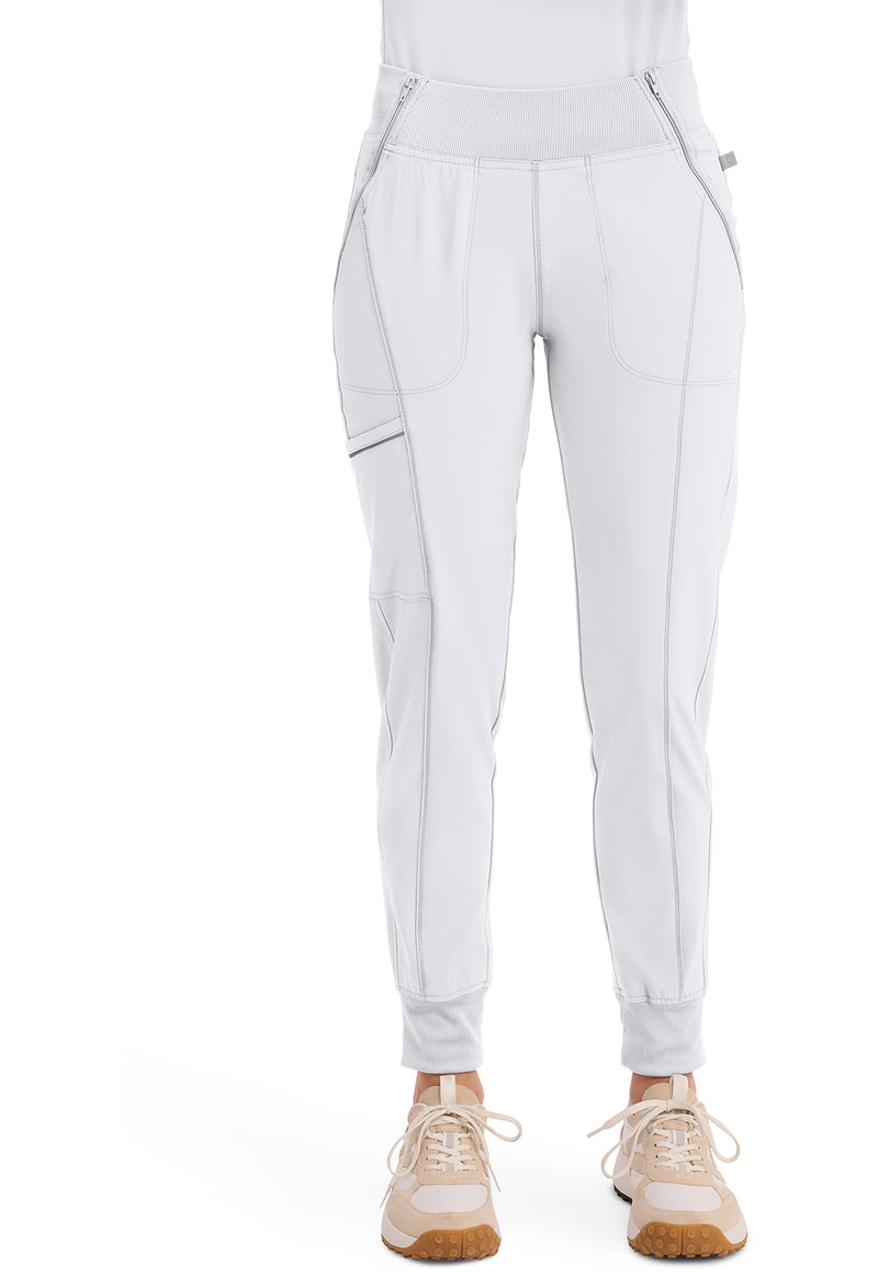 White - Cherokee IN Infinity Women Scrub Pants - Front View