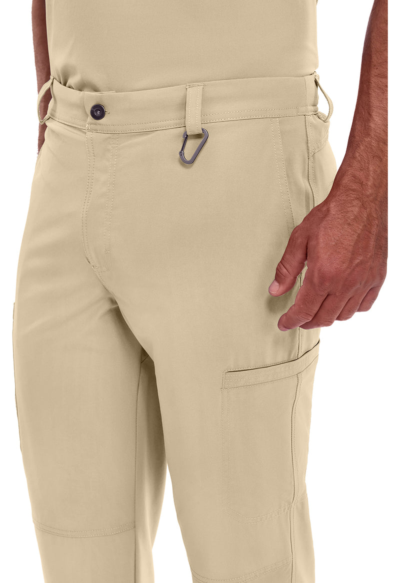 Khaki - Men's Fly Front Scrub Pants – Short (View 2)