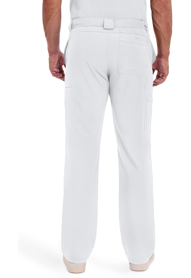White - Cherokee IN Infinity Men Scrub Pants - Back View