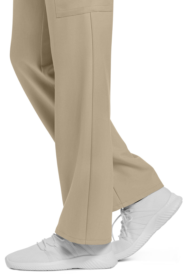 Khaki - Women's Mid Rise Drawstring Trouser Cargo Scrub Pants – Petite (View 4)
