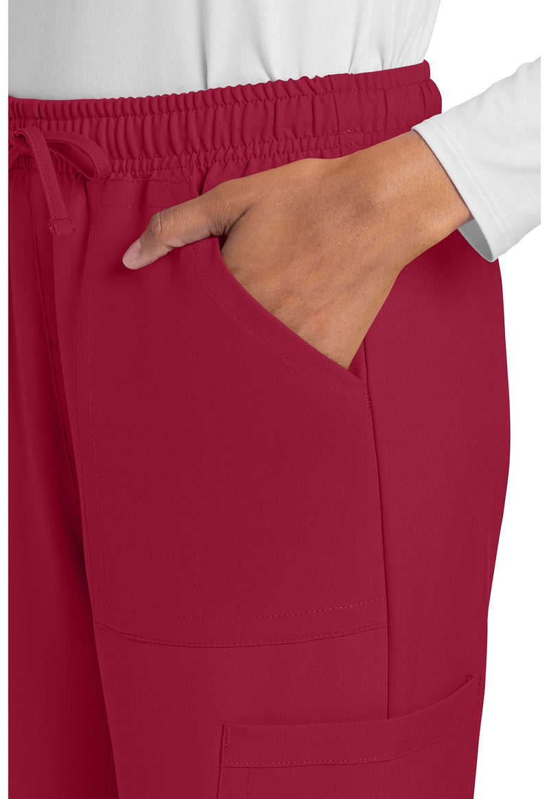 RED - Women's Mid Rise Drawstring Trouser Cargo Scrub Pants – Tall (View 2)