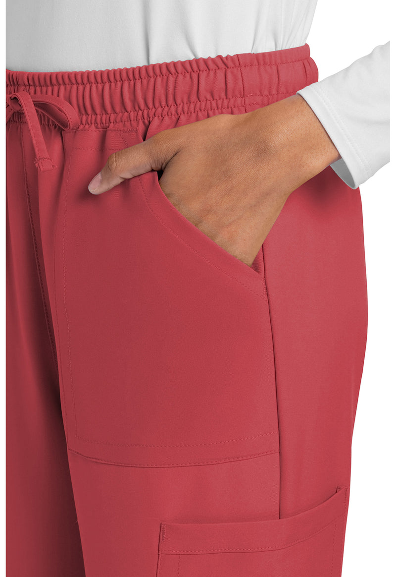 Spiced Coral - Women's Mid Rise Drawstring Trouser Cargo Scrub Pants – Regular (View 2)