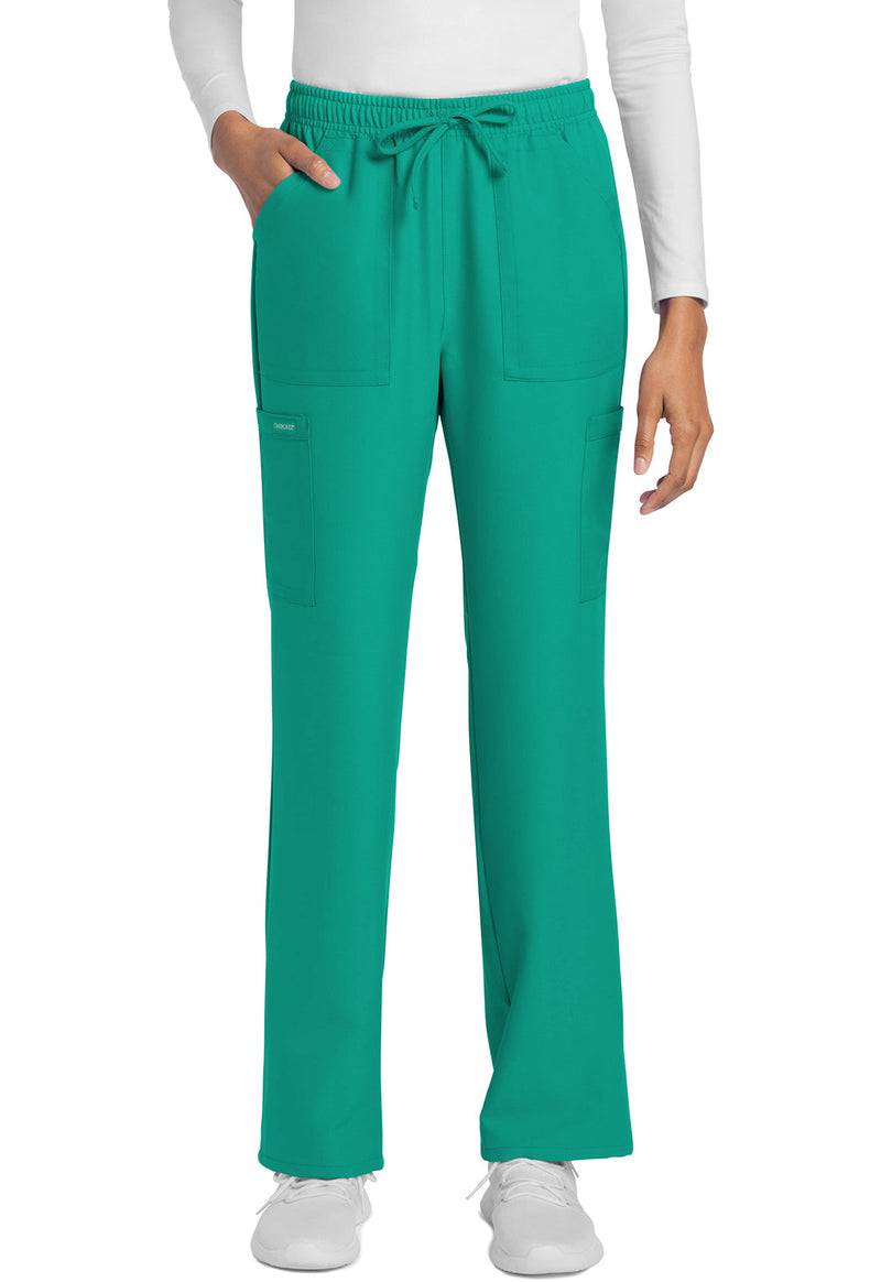 Teal Blue - Women's Mid Rise Drawstring Trouser Cargo Scrub Pants