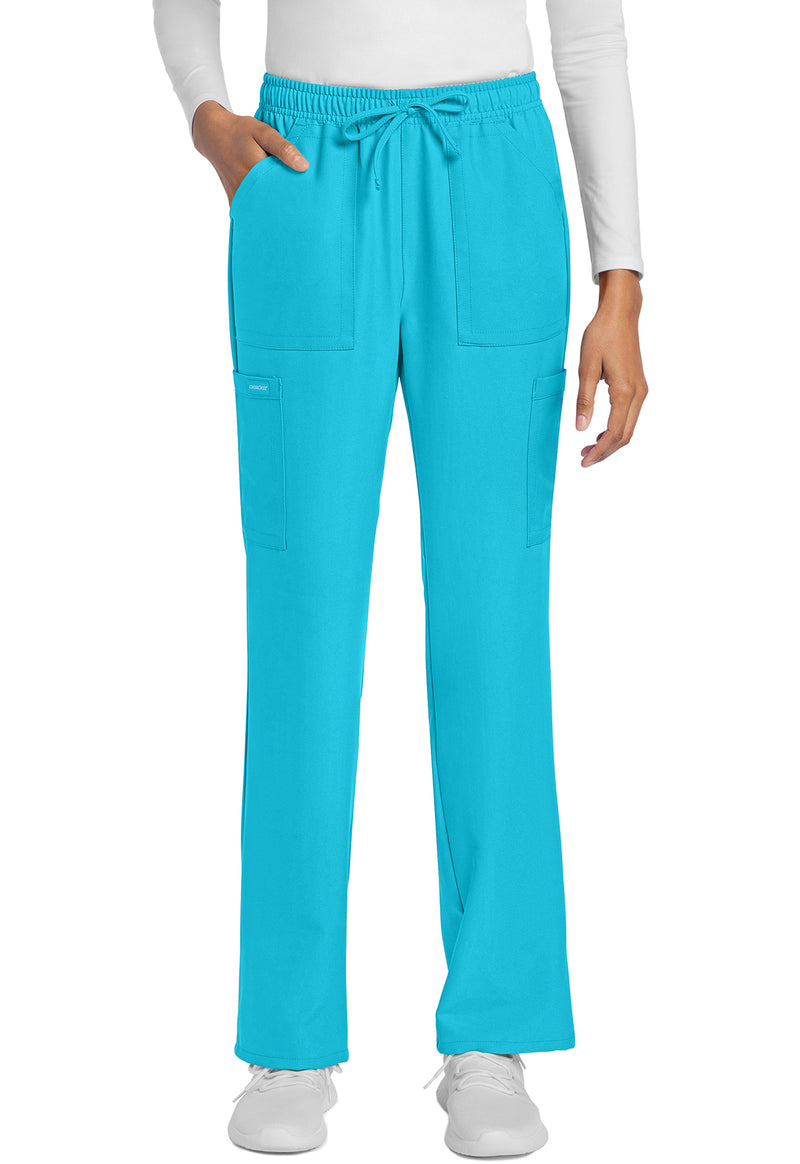 Turquoise - Cherokee WW Originals Ultra Women Scrub Pants - Front View