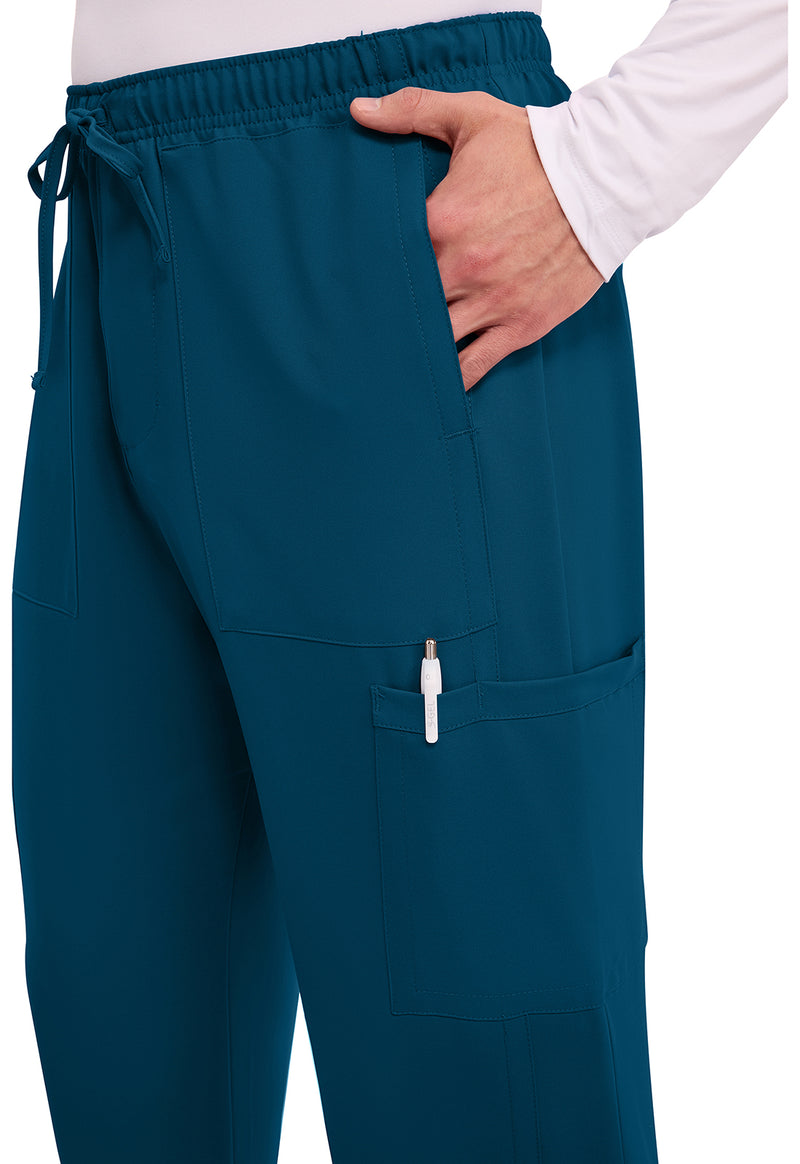 Caribbean Blue - Men's Mid Rise Zip Fly Straight Leg Scrub Pants – Short (View 3)