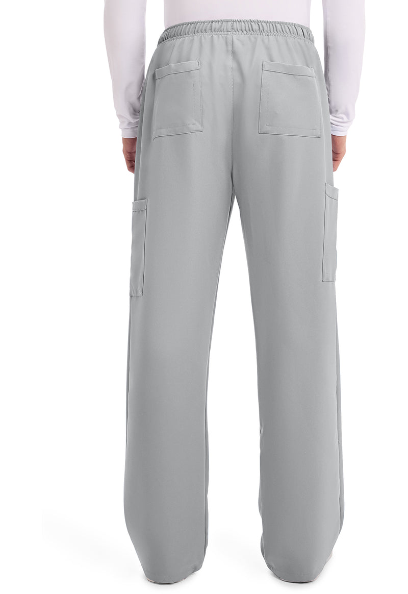Grey - Men's Mid Rise Zip Fly Straight Leg Scrub Pants – Short (Back)