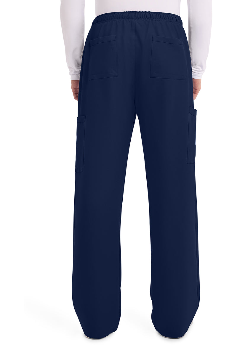 Navy - Men's Mid Rise Zip Fly Straight Leg Scrub Pants – Short (Back)
