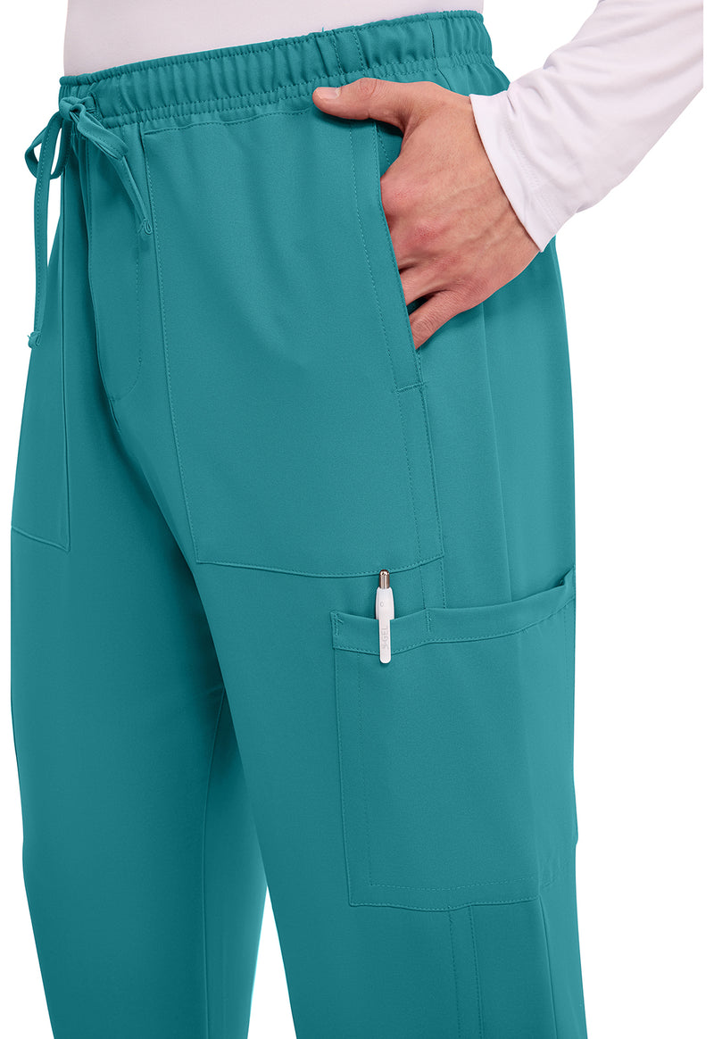 Teal Blue - Men's Mid Rise Zip Fly Straight Leg Scrub Pants – Short (View 3)