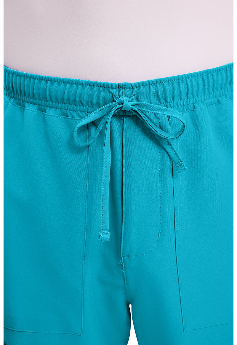 Turquoise - Men's Mid Rise Zip Fly Straight Leg Scrub Pants – Short (View 2)