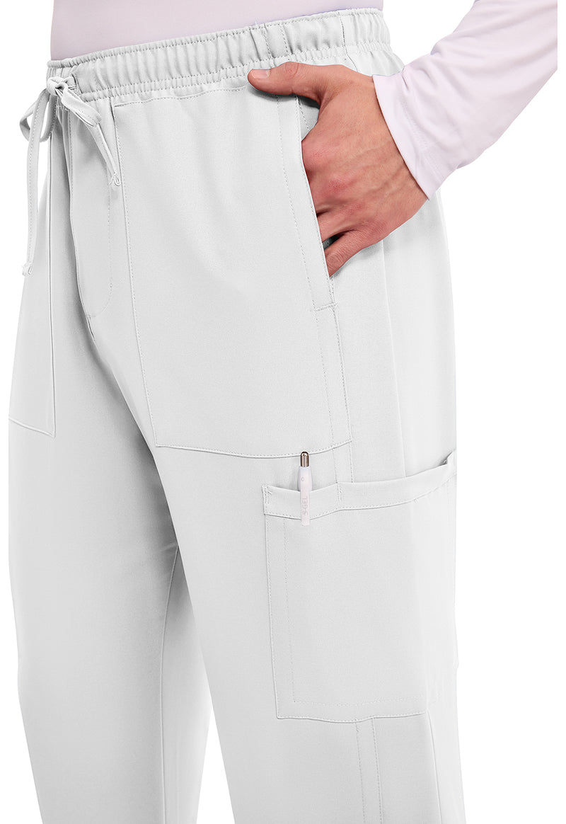 White - Men's Mid Rise Zip Fly Straight Leg Scrub Pants – Short (View 3)