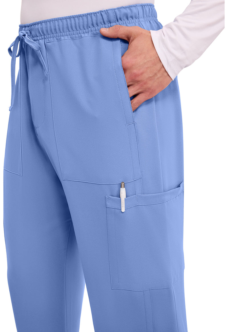 Ciel Blue - Men's Mid Rise Zip Fly Straight Leg Scrub Pants – Tall (View 3)