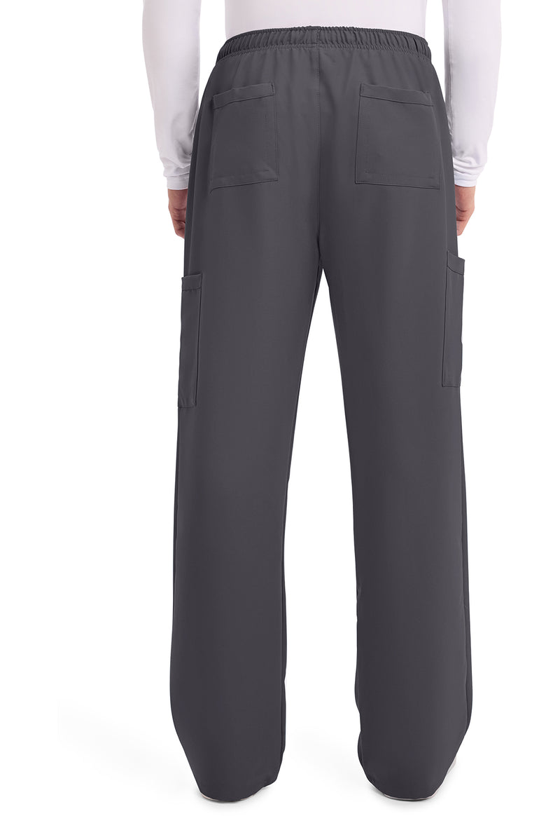 Pewter - Men's Mid Rise Zip Fly Straight Leg Scrub Pants – Tall (Back)