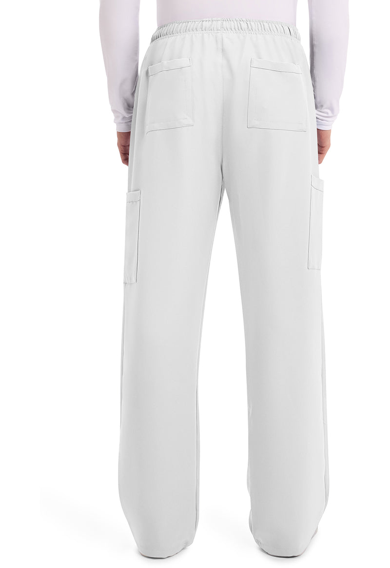 White - Men's Mid Rise Zip Fly Straight Leg Scrub Pants – Tall (Back)