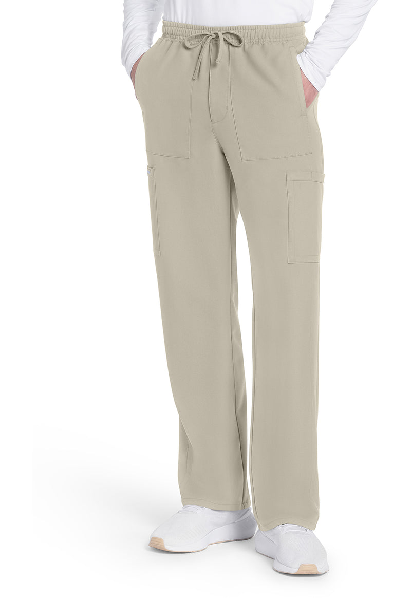 Khaki - Cherokee WW Originals Ultra Men Scrub Pants - Front View