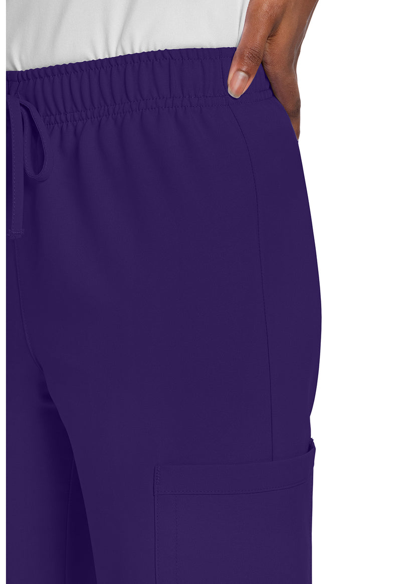 Grape - Unisex Mid Rise Drawstring Straight Scrub Pants – Short (View 2)