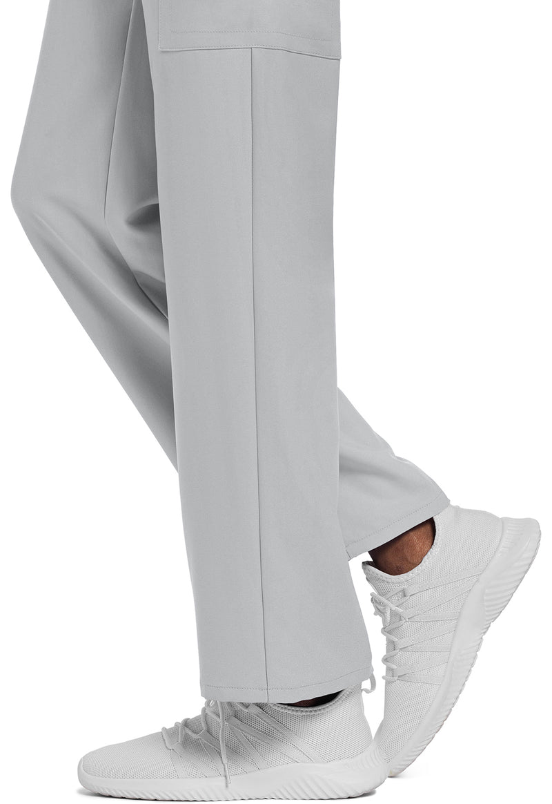Grey - Unisex Mid Rise Drawstring Straight Scrub Pants – Short (View 4)