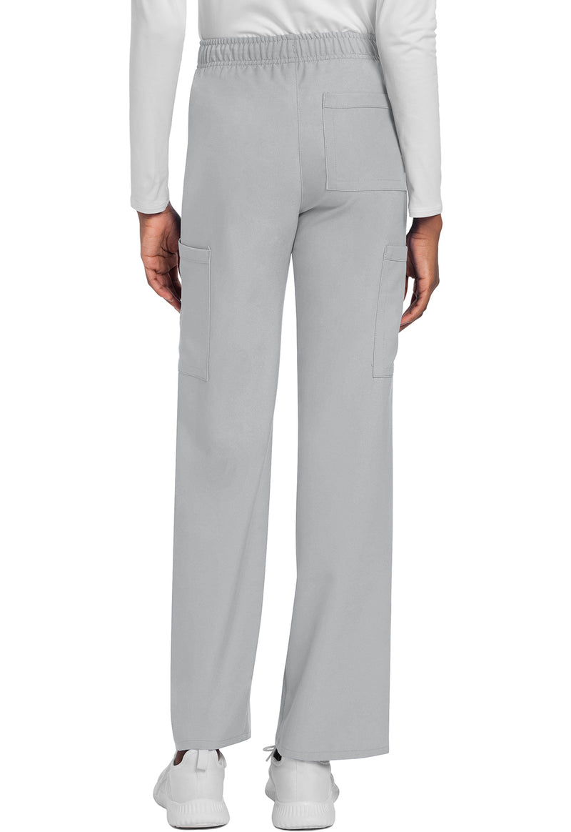 Grey - Unisex Mid Rise Drawstring Straight Scrub Pants – Short (Back)
