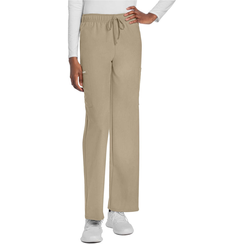 khaki - Unisex Mid Rise Drawstring Straight Pant