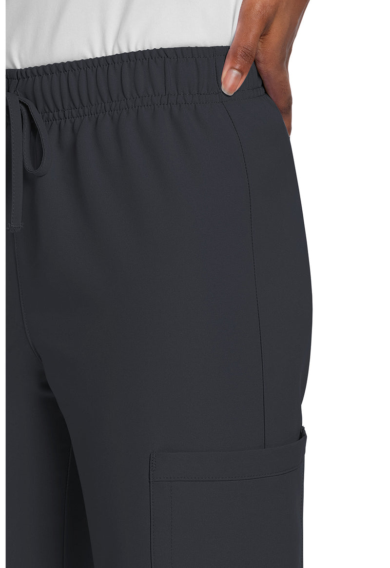 Pewter - Unisex Mid Rise Drawstring Straight Scrub Pants – Short (View 2)