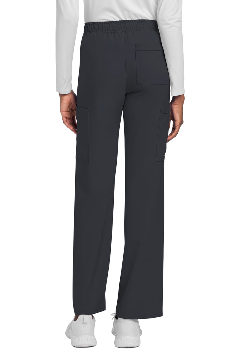 Pewter - Unisex Mid Rise Drawstring Straight Scrub Pants – Short (Back)