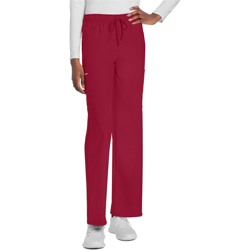 red - Unisex Mid Rise Drawstring Straight Pant